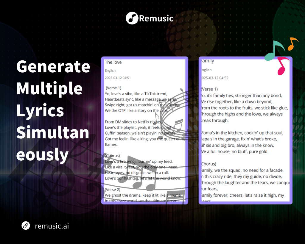 Generate Multiple Lyrics Simultaneously, Doubling the Efficiency